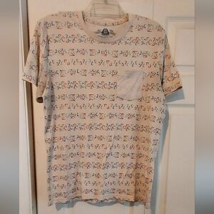 American Rag Mens Beige Geometric Short Sleeve Soft Pocket T Shirt Medium Preppy